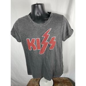KISS Lucky Brand Beaded Logo Tee Gray Women’s Large